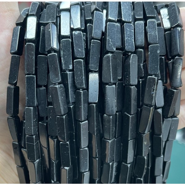 No_2514_Natural Black Stone Rectangle_4*13mm_(Sold Per Strand)