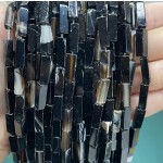 No_2518_Natural Black Striped Agate Rectangle_4*13mm_(Sold Per Strand)
