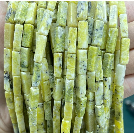 No_2522_Natural Grass Yellow-turquoise Jasper Rectangle Beads_4*13mm_(Sold Per Strand)