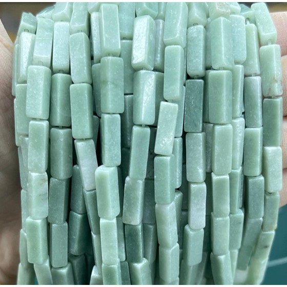 No_2526_Natural Light Green Aventurine Rectangle Beads_4*13mm_(Sold Per Strand)
