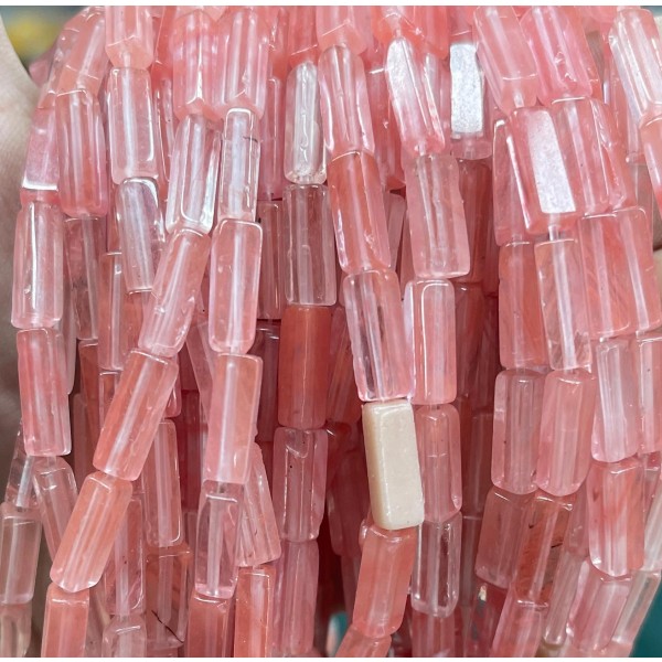 No_2531_Synthetic Watermelon Red Crystal Rectangle Beads_4*13mm_(Sold Per Strand)