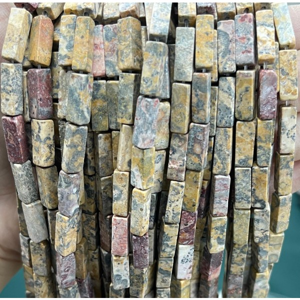 No_2533_Natural Yellow Leopard Skin Jasper Rectangle_4*13mm_(Sold Per Strand)