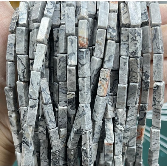 No_2544_Natural Map Jasper (picasso Jasper) Rectangle Beads_4*13mm_(Sold Per Strand)