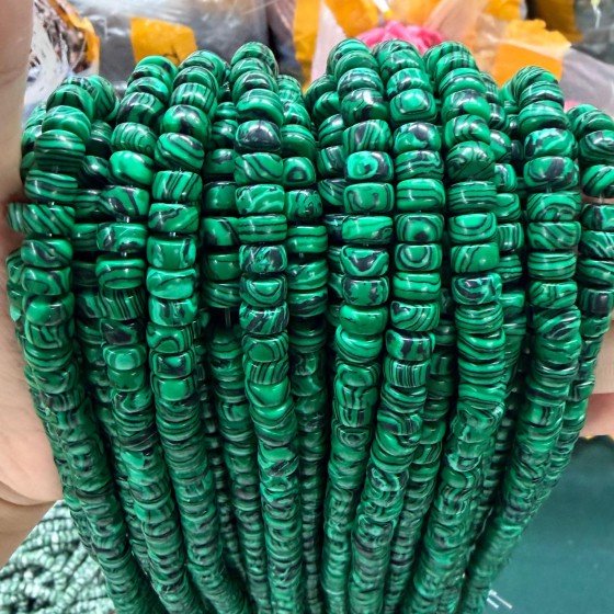 No_2552_Synthetic Malachite Tablet Spacer Beads_7*4mm_(Sold Per Strand)