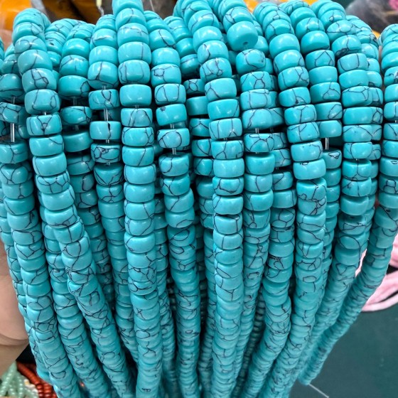 No_2555_Synthetic Blue Turquoise Tablet Spacer Beads_7*4mm_(Sold Per Strand)