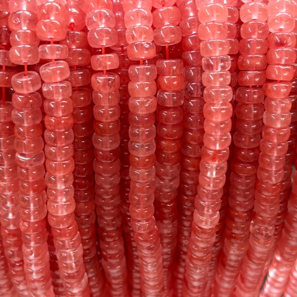 No_2560_Synthetic Watermelon Red Crystal Tablet Spacer Beads_7*4mm_(Sold Per Strand)