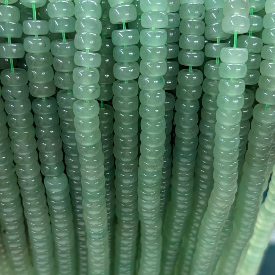 No_2562_Natural Green Aventurine Pillow Bead_7*4mm_(Sold Per Strand)