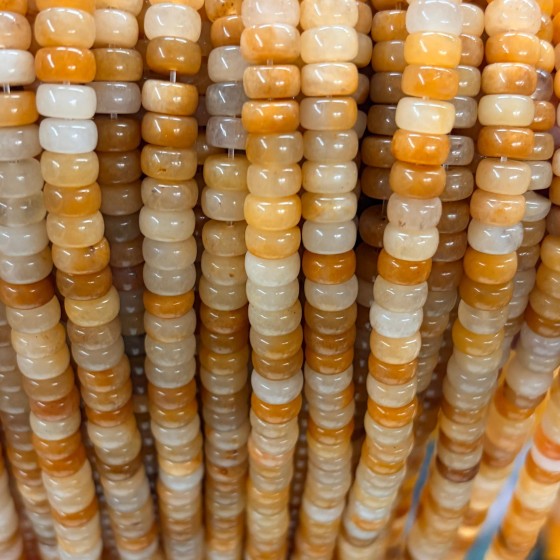 No_2565_Yellow Jade Pillow Bead_7*4mm_(Sold Per Strand)