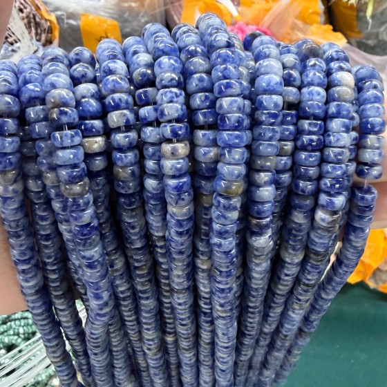 No_2570_Natural Blue Spot Jasper Pillow Bead_7*4mm_(Sold Per Strand)