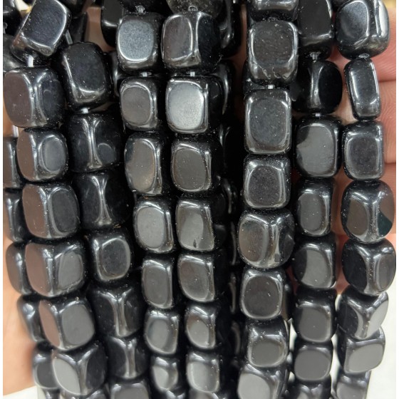 No_2577_Natural Black Stone Rectangle Nugget Beads_8*12mm_(Sold Per Strand)