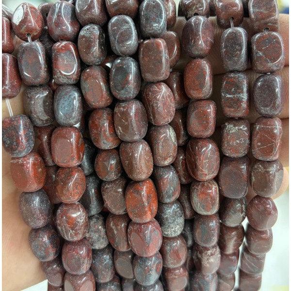 No_2580_Natural Red Poppy Jasper Rectangle Nugget Beads_8*12mm_(Sold Per Strand)