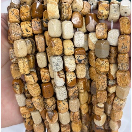 No_2590_Natural Picture Jasper Rectangle Nugget Beads_8*12mm_(Sold Per Strand)