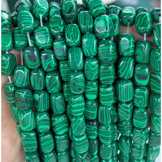 No_2592_Synthetic Malachite Rectangle Nugget Beads_8*12mm_(Sold Per Strand)