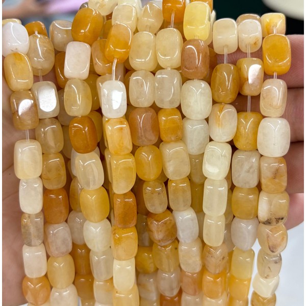No_2593_Yellow Jade Rectangle Nugget Beads_8*12mm_(Sold Per Strand)