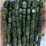 No_2599_Natural Dark Green Southern Jade Rectangle Nugget Beads_8*12mm_(Sold Per Strand)