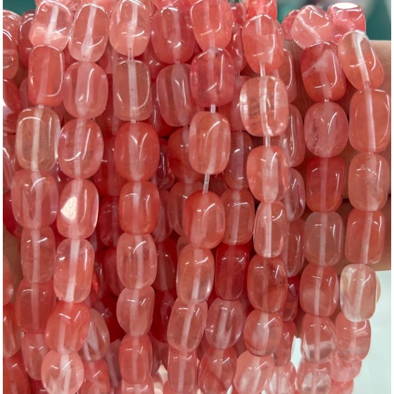 No_2603_Synthetic Watermelon Red Crystal Rectangle Nugget Beads_8*12mm_(Sold Per Strand)