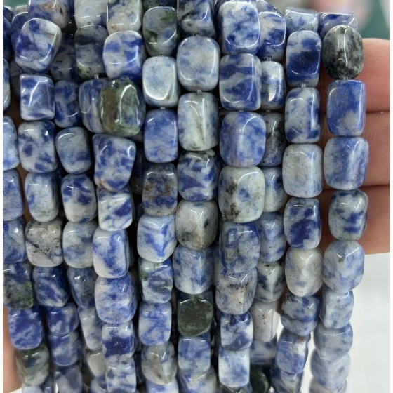No_2605_Natural Blue Spot Jasper Rectangle Nugget Beads_8*12mm_(Sold Per Strand)