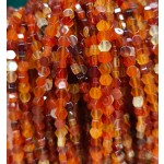 No_2615_Natural Red Agate Center Drilled (long) Hexagonal Bead_4mm_(Sold Per Strand)