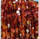 No_2618_Natural Red Agate Center Drilled (long) Hexagonal Bead_6mm_(Sold Per Strand)