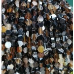 No_2619_Natural Black Striped Agate Center Drilled (long) Hexagonal Bead_6mm_(Sold Per Strand)