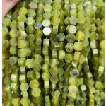 No_2620_Natural Southern Jade Center Drilled (long) Hexagonal Bead_6mm_(Sold Per Strand)