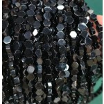 No_2621_Natural Black Agate Center Drilled (long) Hexagonal Bead_6mm_(Sold Per Strand)