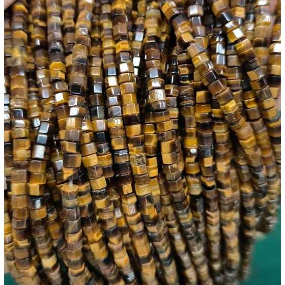 No_2625_Natural Yellow Tiger Eye Stone Hexagonal Spacer Beads_4*2mm_(Sold Per Strand)