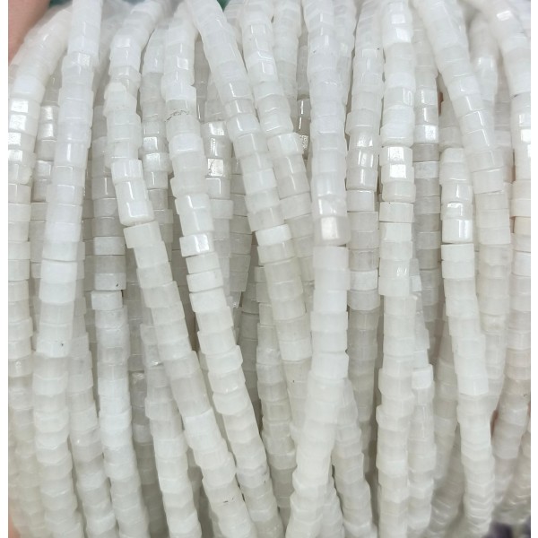 No_2626_Natural White Jade Hexagonal Spacer Beads_4*2mm_(Sold Per Strand)