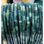 No_2637_Natural Moss Agate Cylinder_5*8mm_(Sold Per Strand)