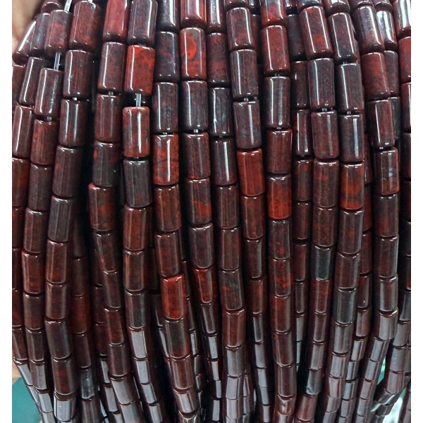 No_2639_Natural Red Poppy Jasper Cylinder_5*8mm_(Sold Per Strand)