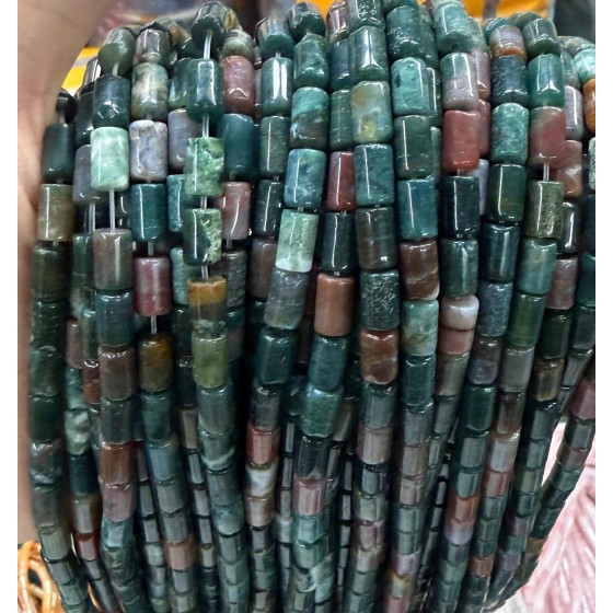 No_2640_Natural Indian Agate Cylinder_5*8mm_(Sold Per Strand)