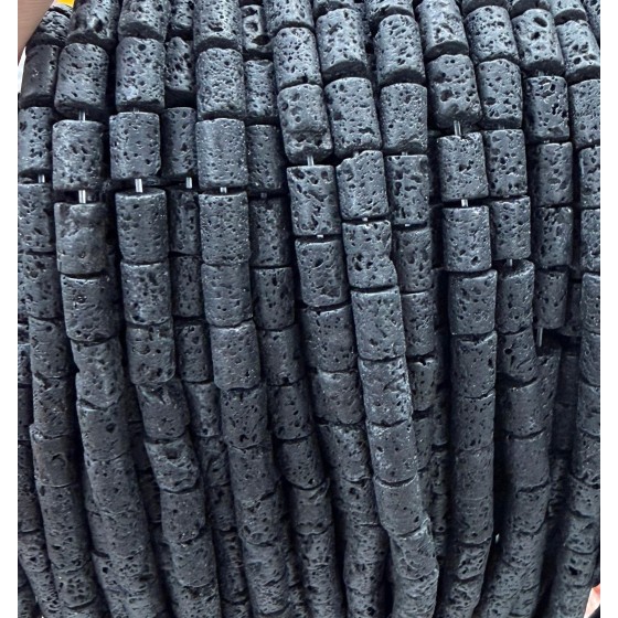 No_2654_Natural Volcanic Stone Cylinder_5*8mm_(Sold Per Strand)