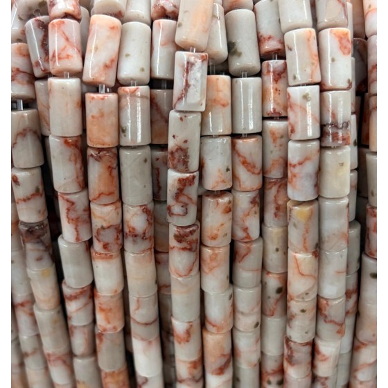 No_2655_Natural Red Network Jasper Cylinder_5*8mm_(Sold Per Strand)