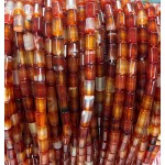 No_2661_Natural Red Agate Cylinder_5*8mm_(Sold Per Strand)
