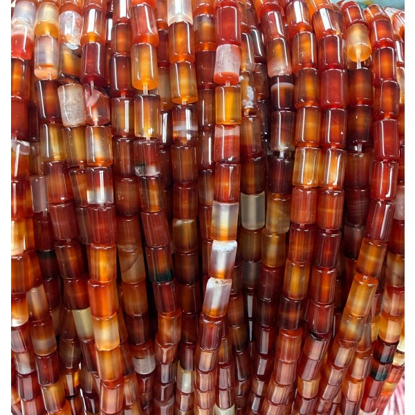 No_2661_Natural Red Agate Cylinder_5*8mm_(Sold Per Strand)