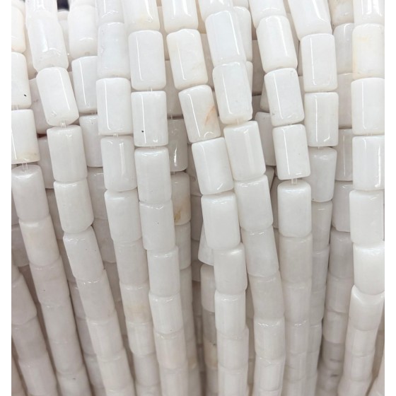 No_2662_Natural White Jade Cylinder_5*8mm_(Sold Per Strand)