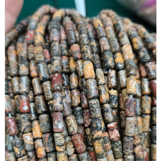 No_2669_Natural Leopard Skin Jasper Cylinder_4*8mm_(Sold Per Strand)