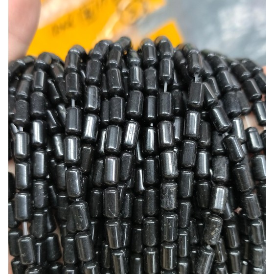 No_2673_Natural Black Onyx Cylinder_4*8mm_(Sold Per Strand)