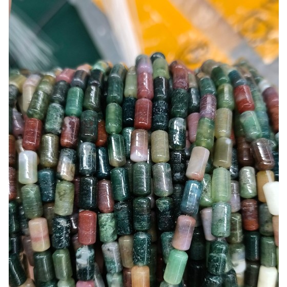 No_2674_Natural Indian Agate Cylinder_4*8mm_(Sold Per Strand)