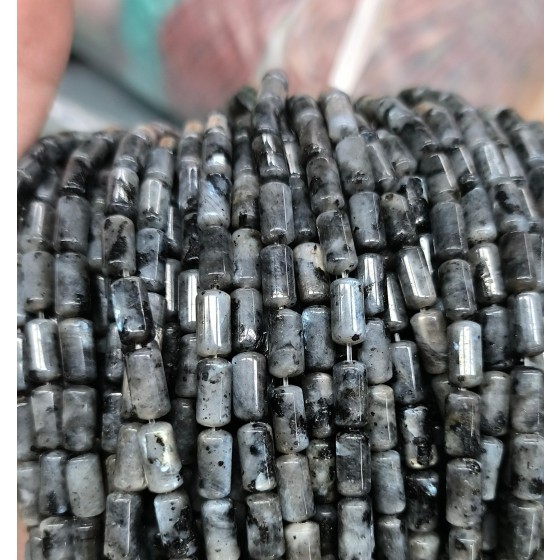 No_2676_Natural Black Labradorite Cylinder_4*8mm_(Sold Per Strand)