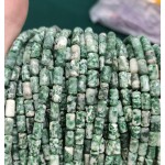No_2685_Natural Green Dot Stone Cylinder_4*8mm_(Sold Per Strand)