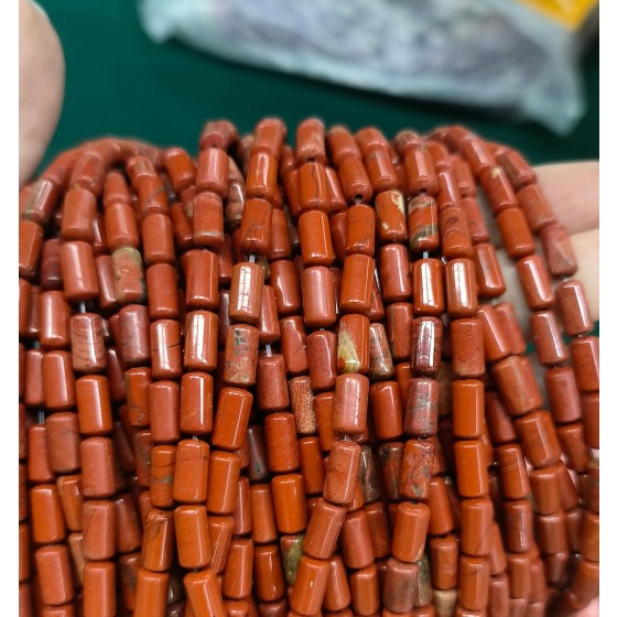 No_2696_Natural Red Jasper Cylinder_4*8mm_(Sold Per Strand)