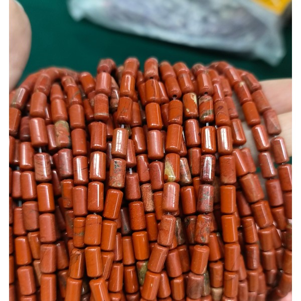 No_2696_Natural Red Jasper Cylinder_4*8mm_(Sold Per Strand)