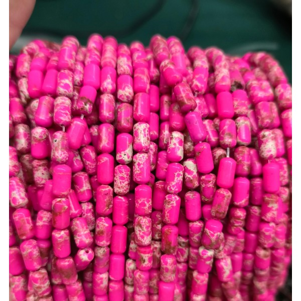 No_2699_Synthetic Rose Red Imperial Jasper Cylinder_4*8mm_(Sold Per Strand)