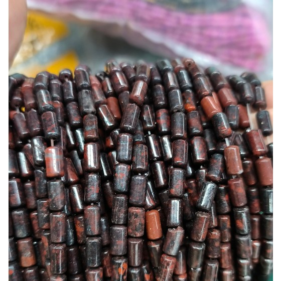 No_2709_Natural Red Poppy Jasper Cylinder_4*8mm_(Sold Per Strand)