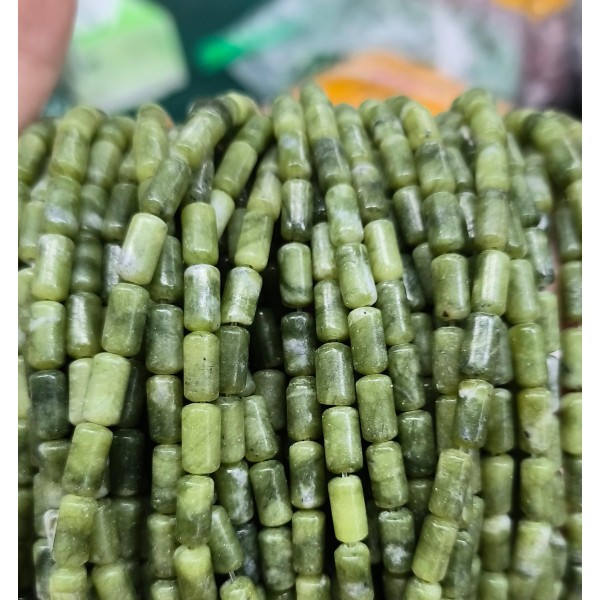 No_2710_Natural Dark Southern Jade Cylinder_4*8mm_(Sold Per Strand)