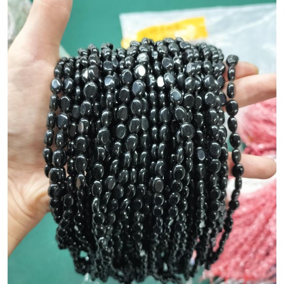 No_305_Natural Obsidian Oval Beads_6*8mm_(Sold Per Strand)