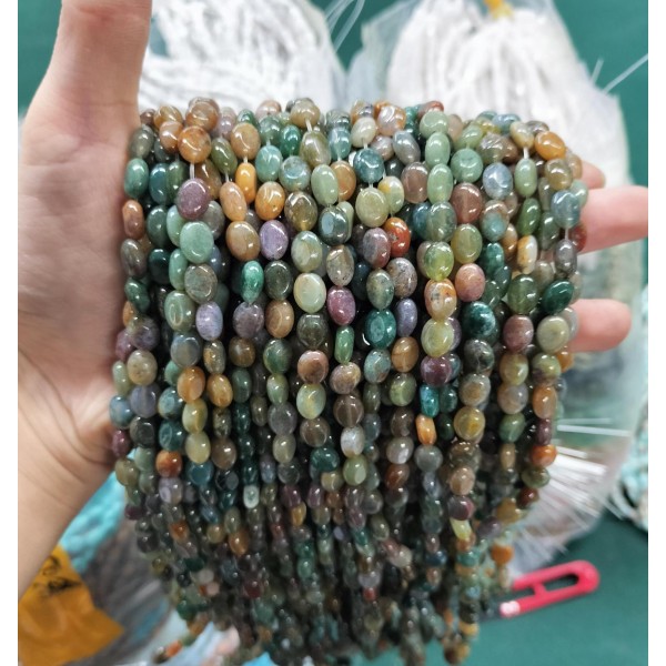 No_307_Natural Indian Agate Oval Beads_6*8mm_(Sold Per Strand)