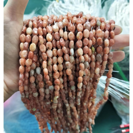 No_311_Natural Red Cotton Agate Egg Shaped Bead_6*8mm_(Sold Per Strand)