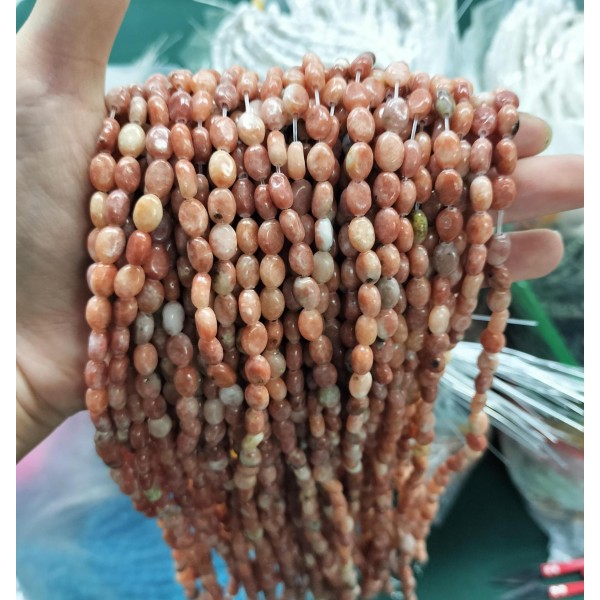 No_311_Natural Red Cotton Agate Egg Shaped Bead_6*8mm_(Sold Per Strand)